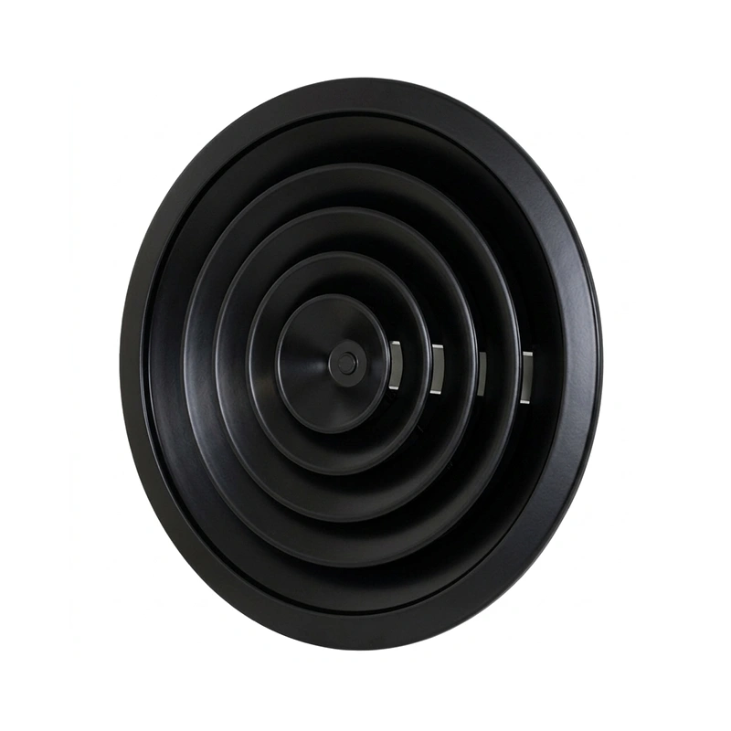 Plafondrooster rond met vast patroon Ø 250 mm - RAL9005 30% glans