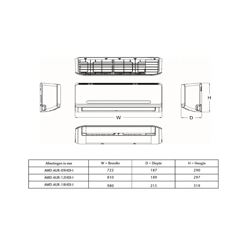 MaxiCool AURORA Multi split airco R32 1x2,5 kW + 1x3,5 kW set